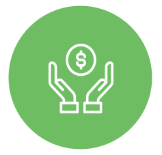 dollar money two hands icon inside a green circle